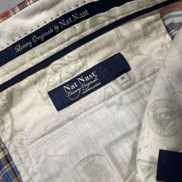 Nat Nast Shorts Mens 38 Cargo‎ Madras Plaid Pockets Preppy Golf Inseam 10" - Picture 7 of 10